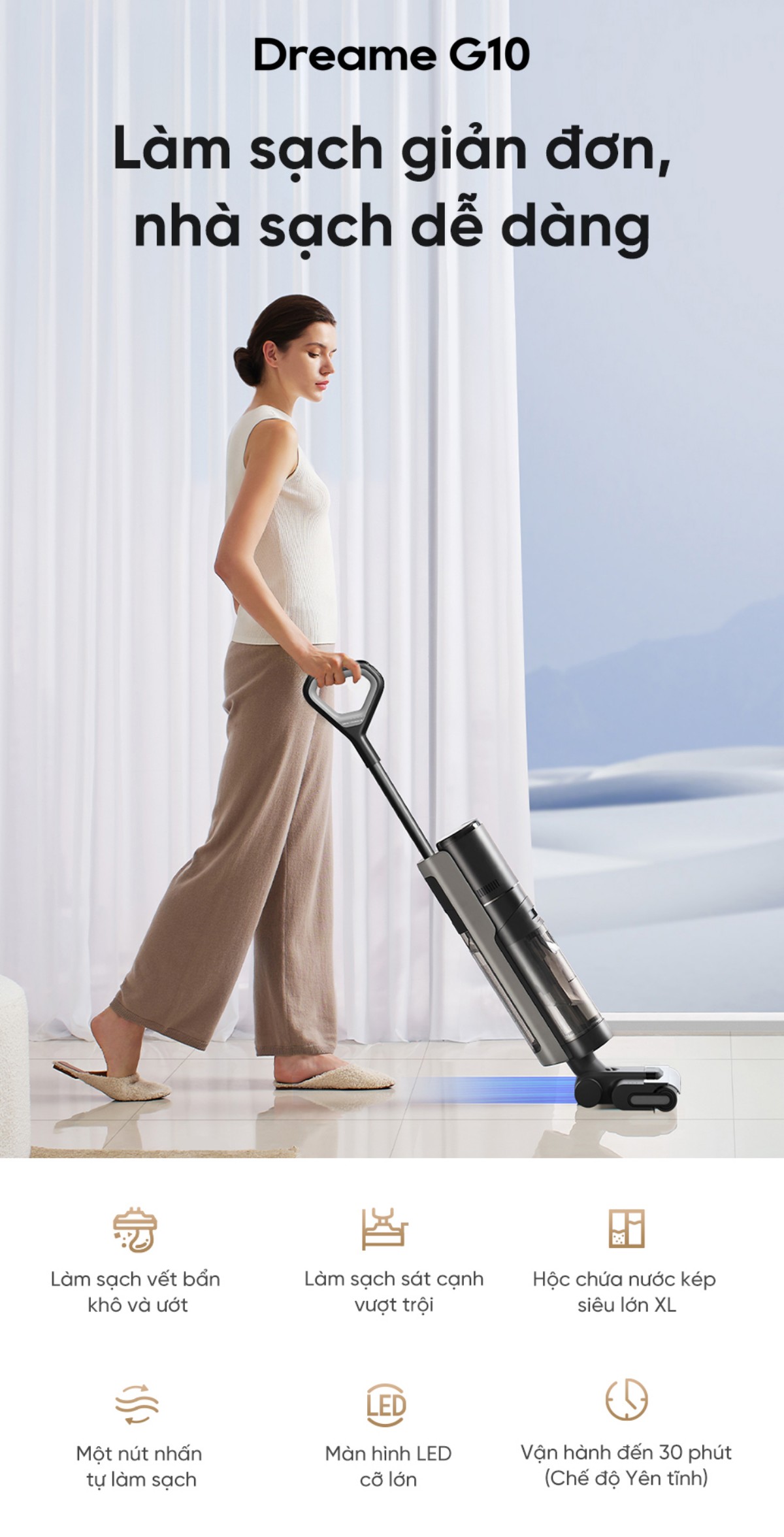 Dreame G10 gập nghiêng 180°