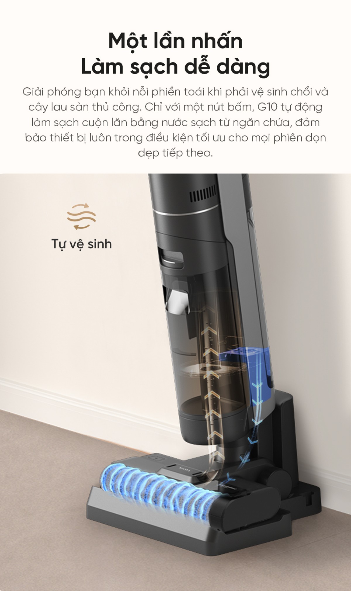 Dreame G10 gập nghiêng 180°