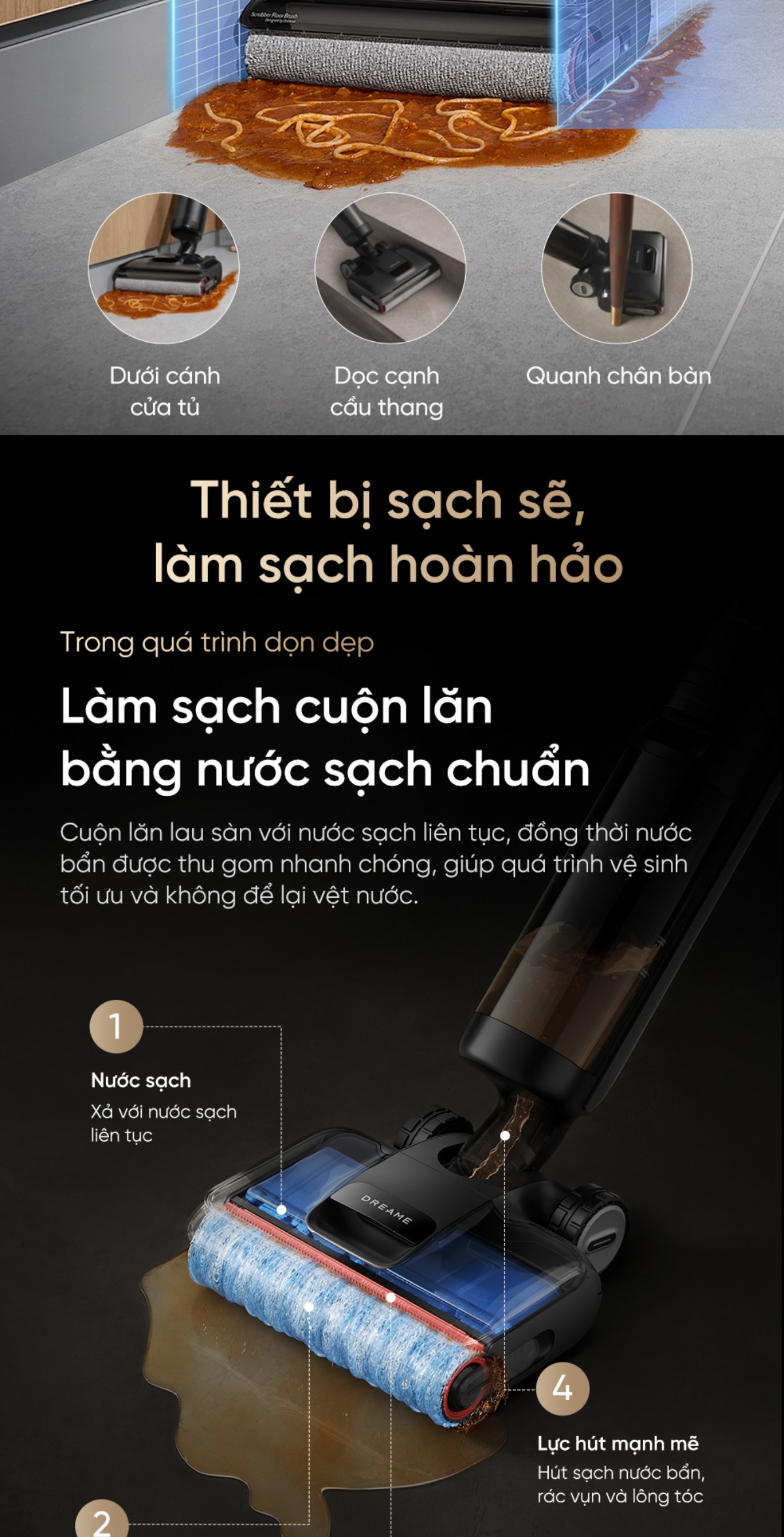 Dreame H12 Flexreach gập nghiêng 180°