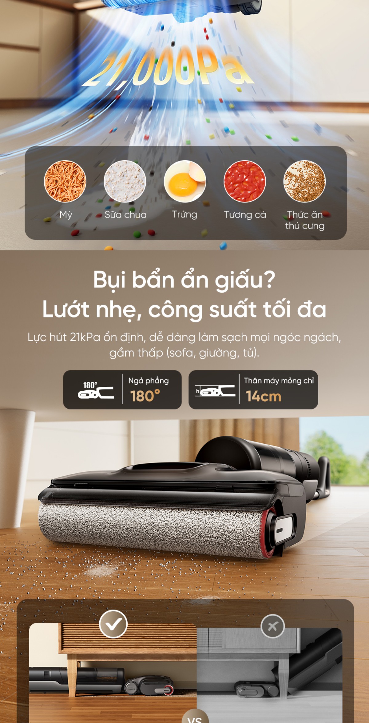 Dreame H12 GT gập nghiêng 180°
