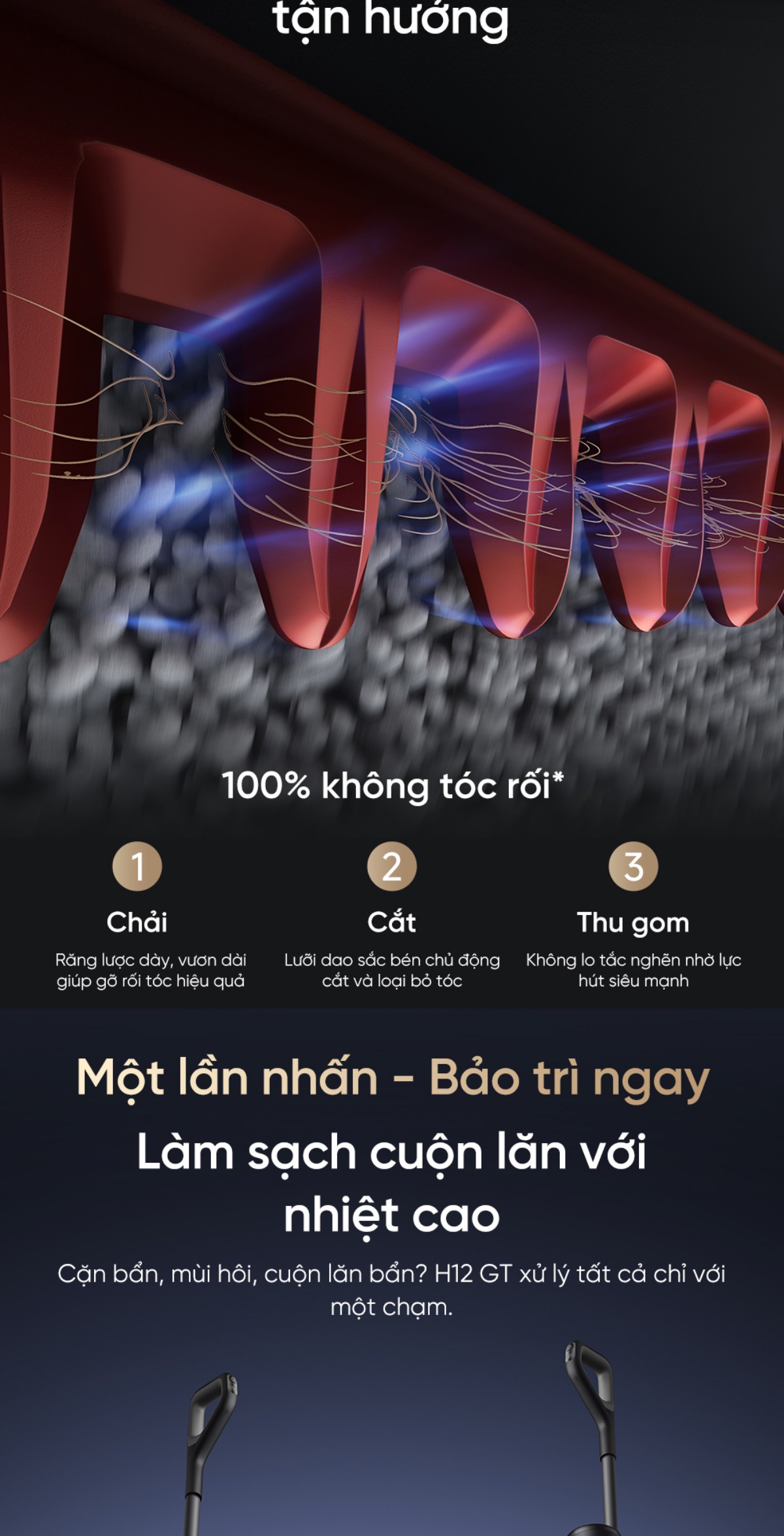 Dreame H12 GT gập nghiêng 180°