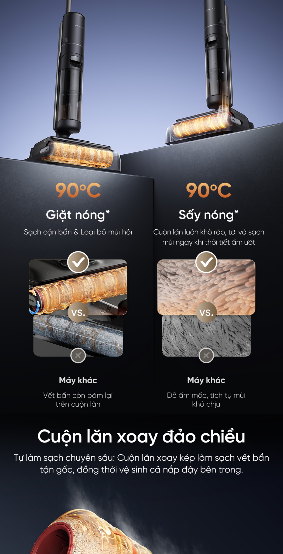 Dreame H12 GT gập nghiêng 180°