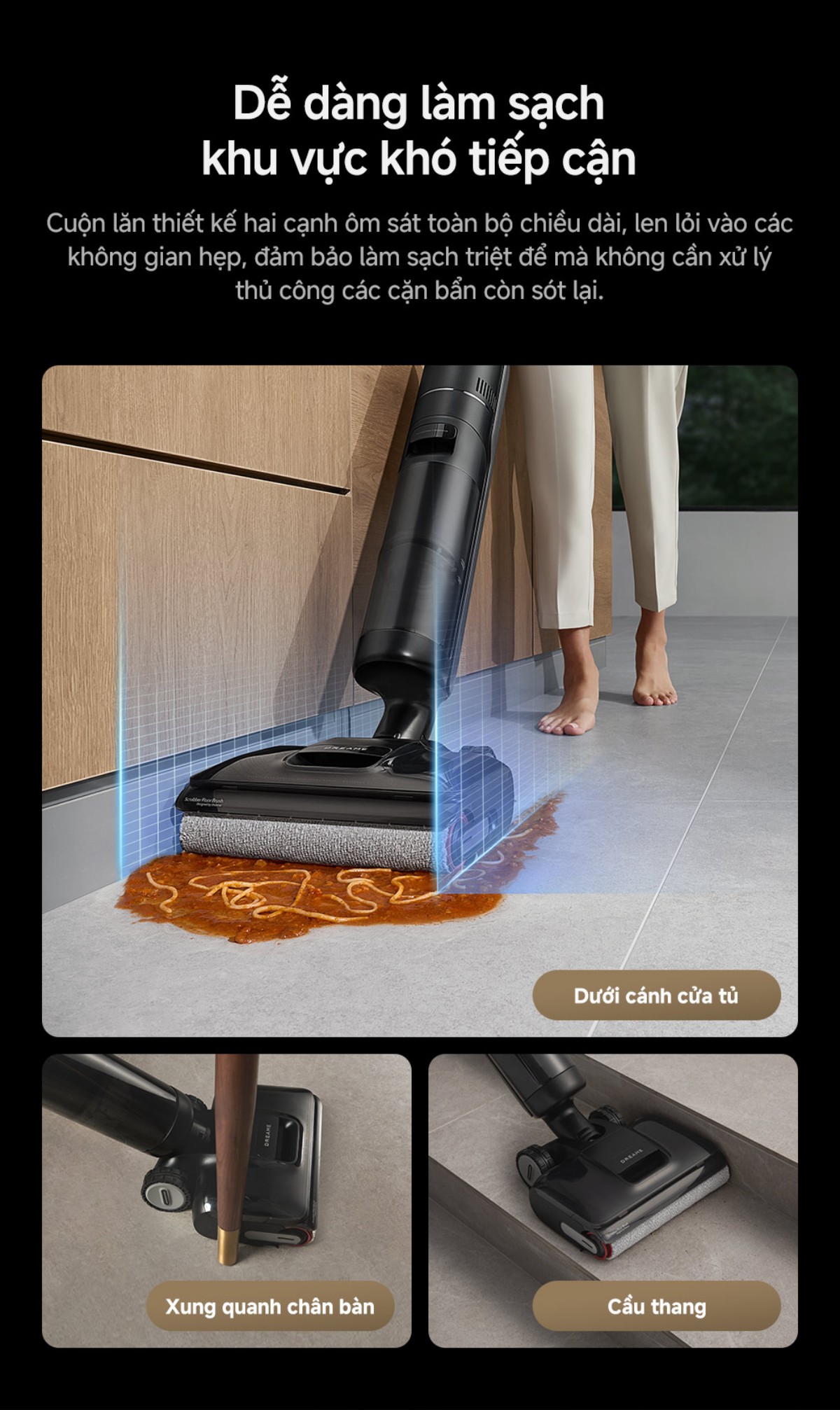 Dreame H13 FlexReach gập nghiêng 180°