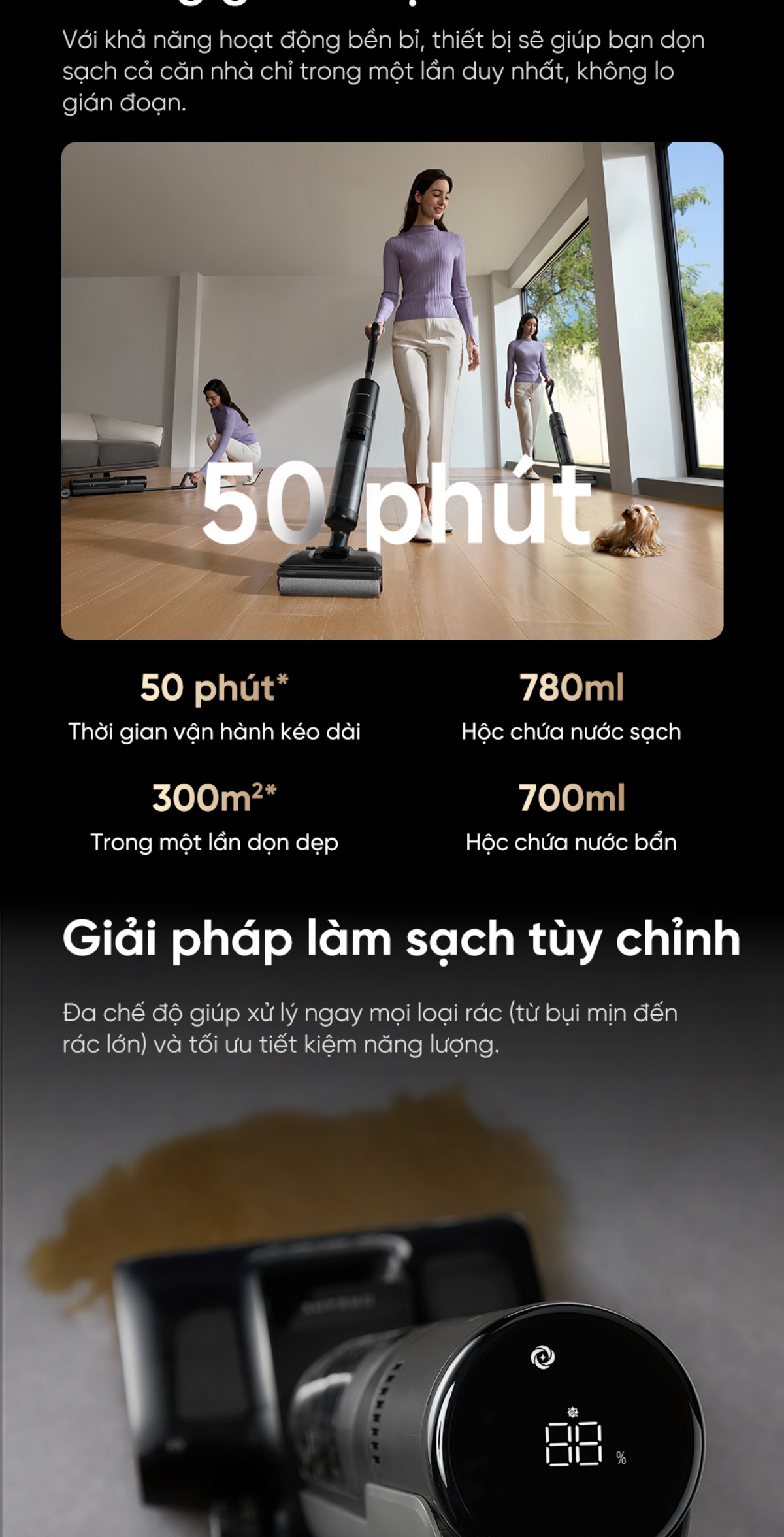 Dreame H13s Flexreach gập nghiêng 180°