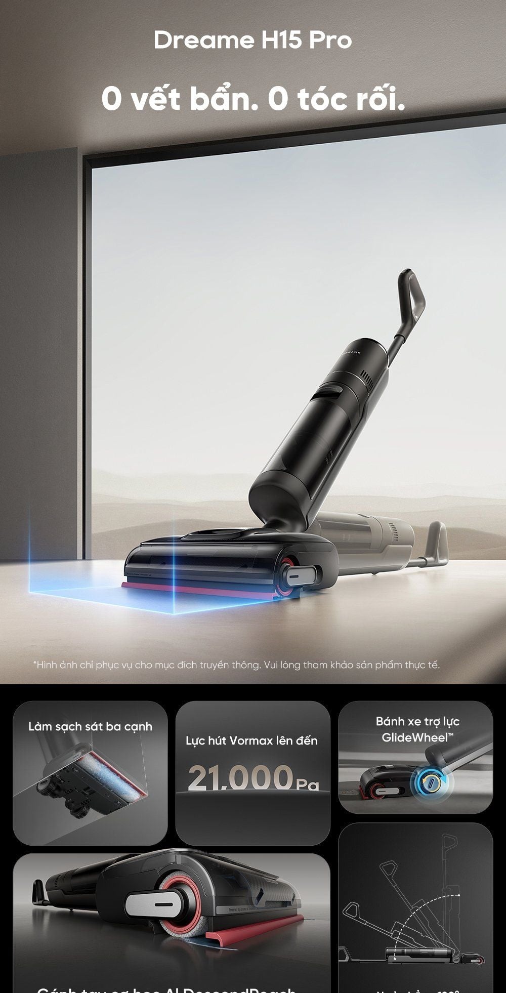 Dreame H15 Pro gập nghiêng 180°