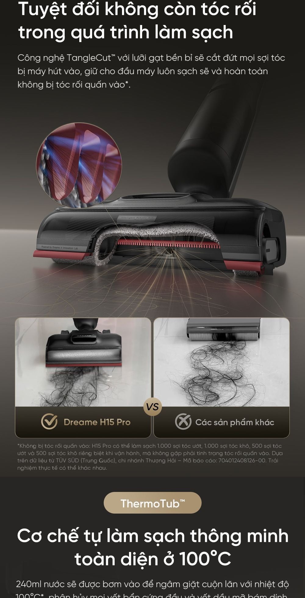 Dreame H15 Pro gập nghiêng 180°