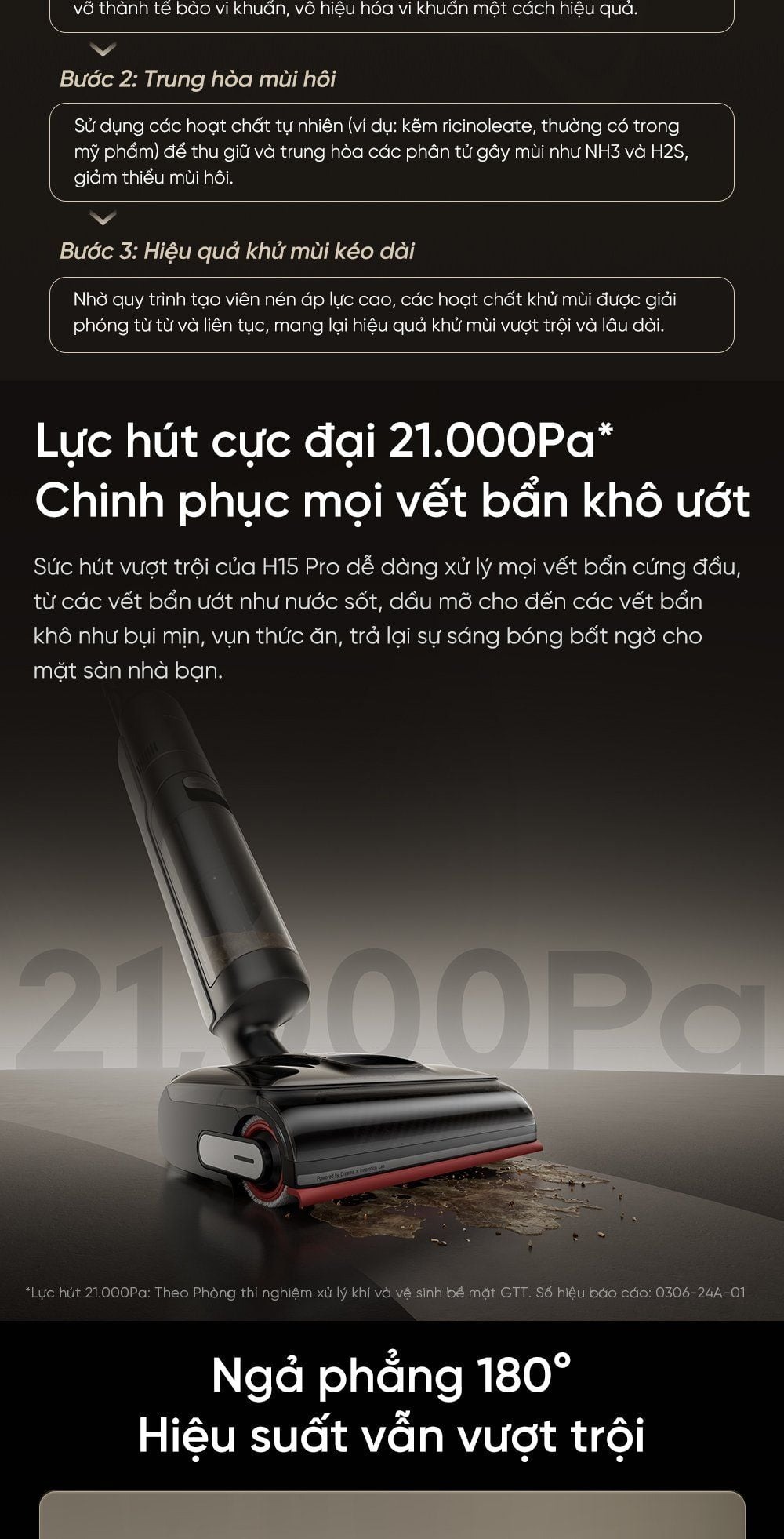 Dreame H15 Pro gập nghiêng 180°