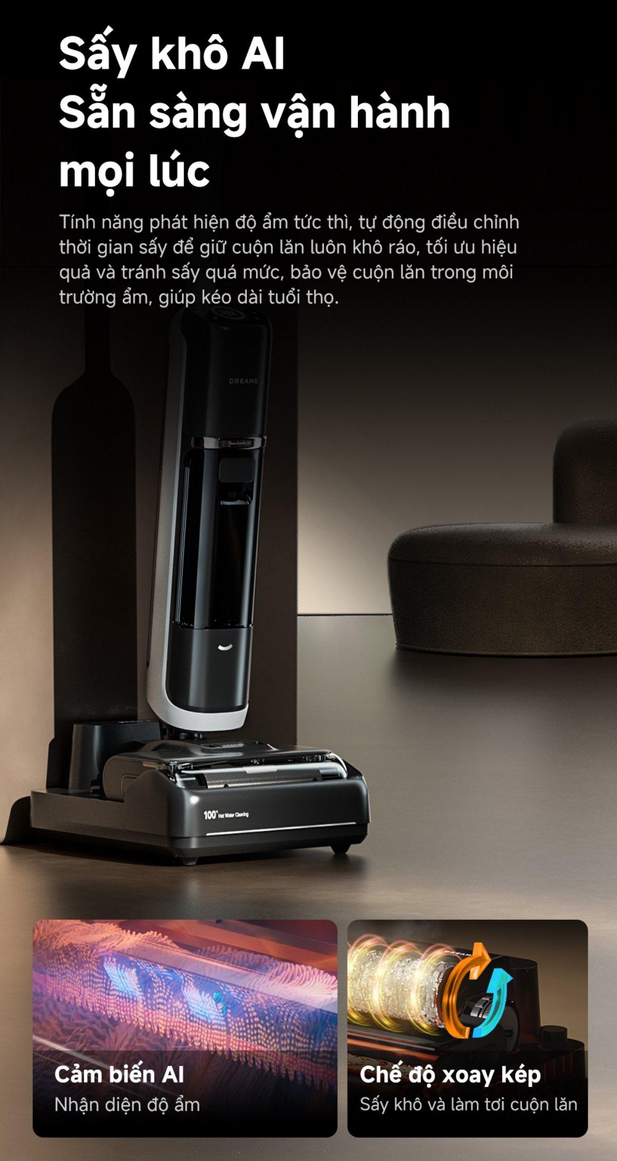 Dreame H15 Pro Heat gập nghiêng 180°