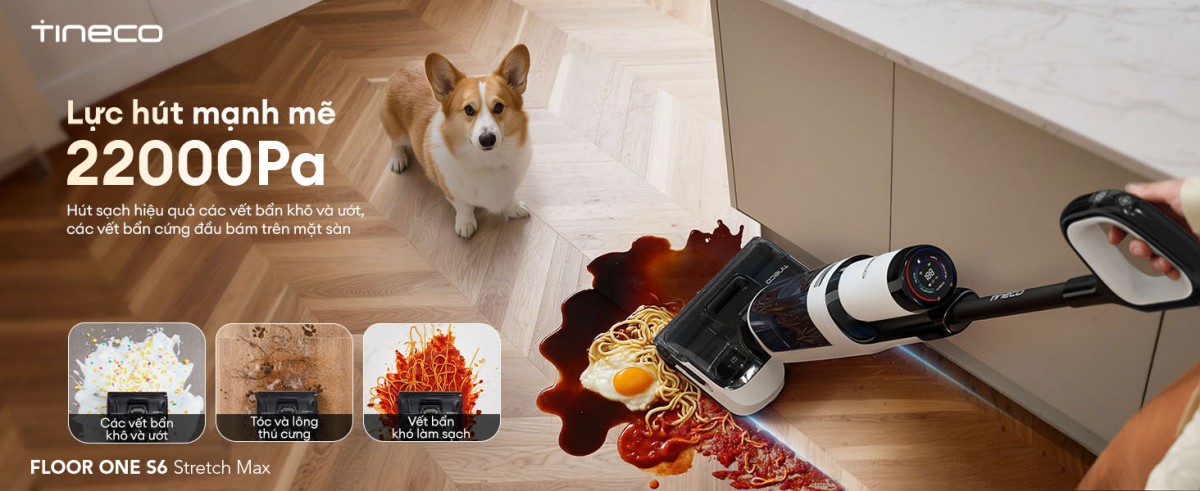 Tineco Floor One S6 Stretch Max | Lực hút 22.000Pa