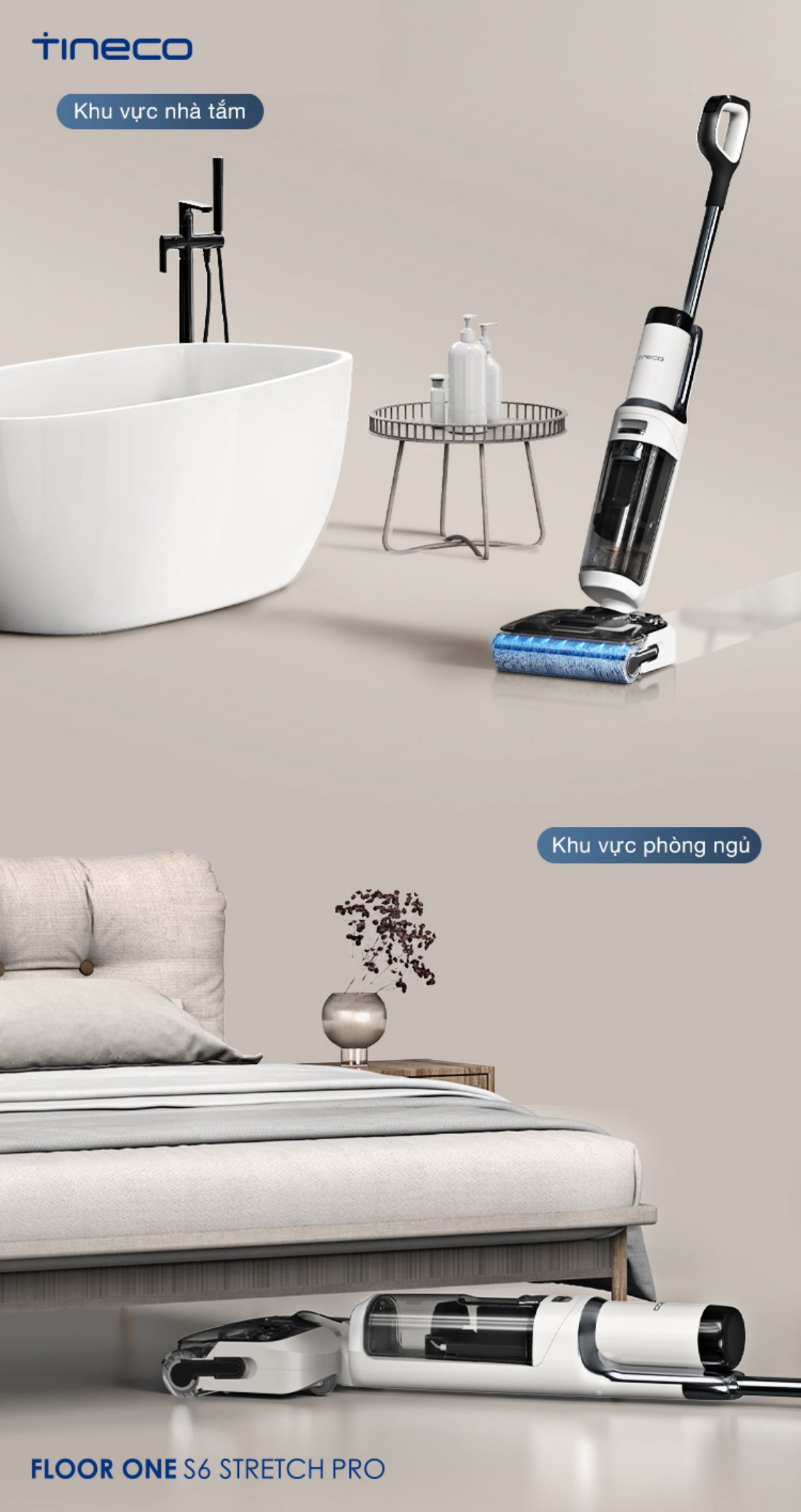 Tineco S6 Stretch Pro gập nghiêng 180°