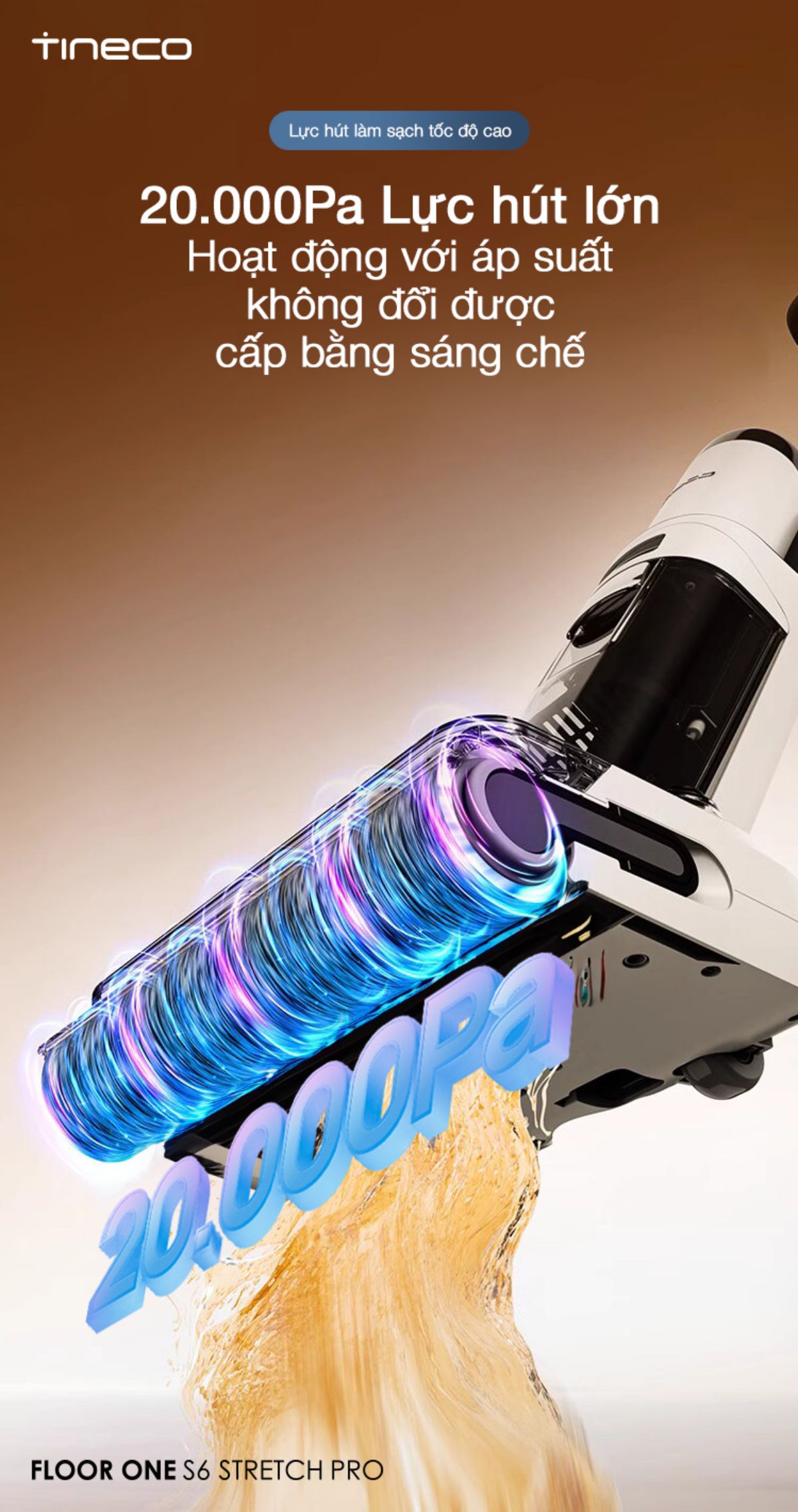 Tineco S6 Stretch Pro gập nghiêng 180°