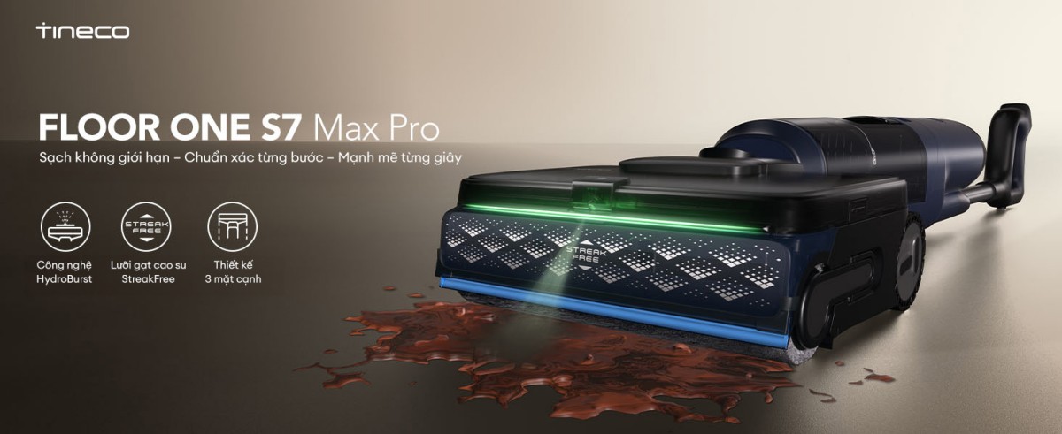 Tineco S7 Max Pro gập nghiêng 180°