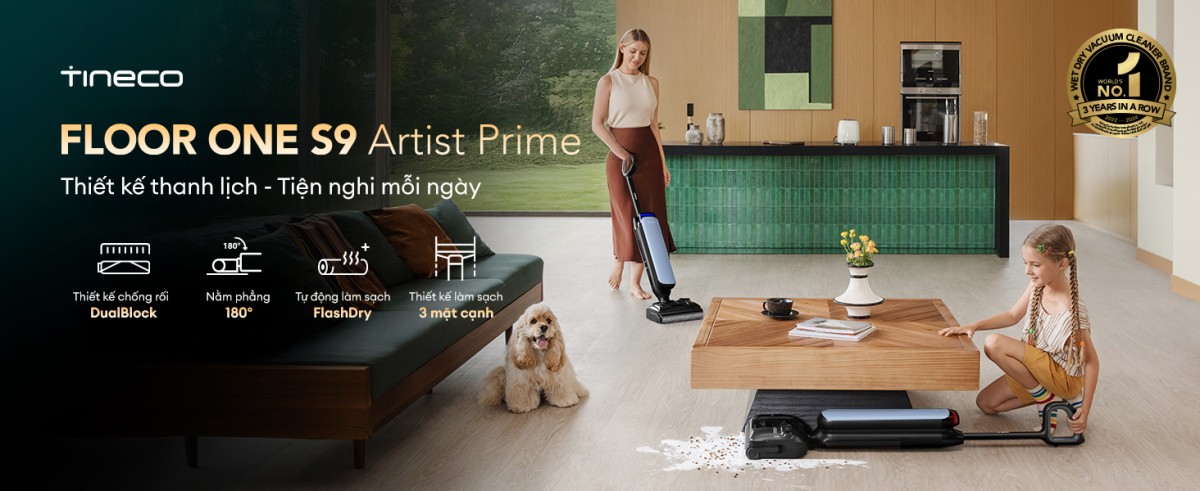 Tineco S9 Artist Prime gập nghiêng 180°