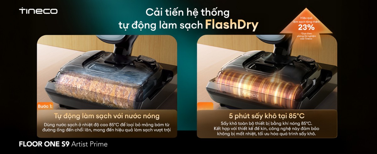 Tineco S9 Artist Prime gập nghiêng 180°