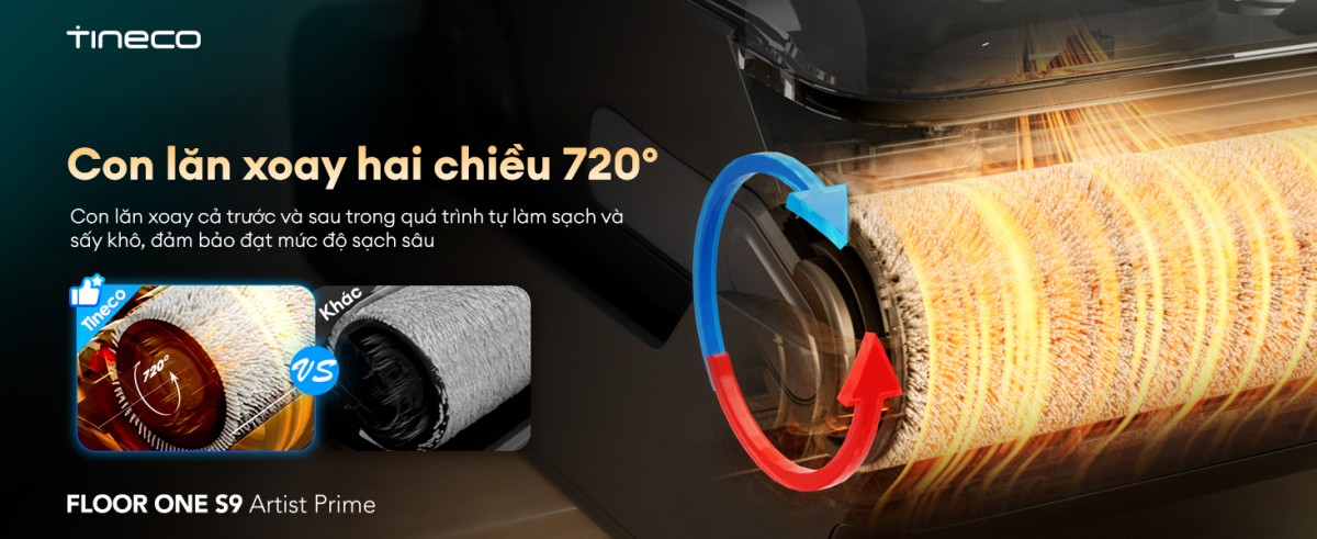 Tineco S9 Artist Prime gập nghiêng 180°