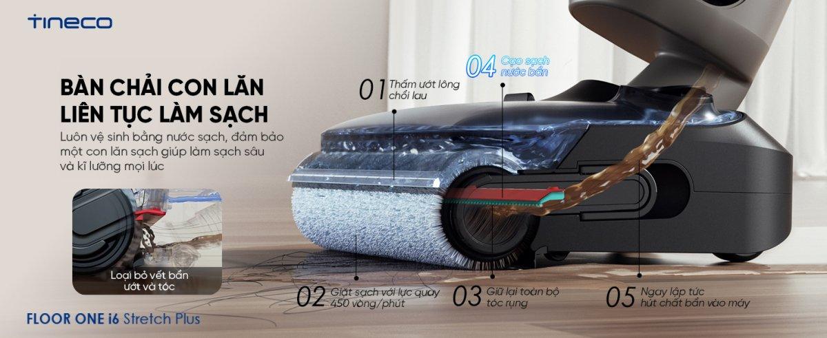 Tineco i6 Stretch Plus gập nghiêng 180°