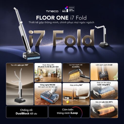 Tineco i7 Fold | Lực hút 22.000 Pa