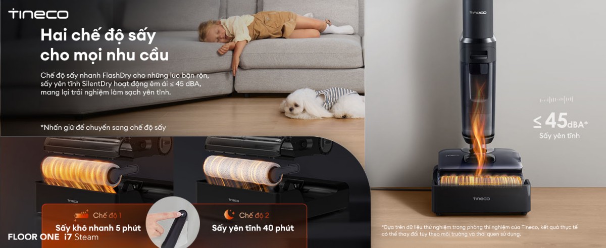 Tineco i7 Steam gập nghiêng 180°