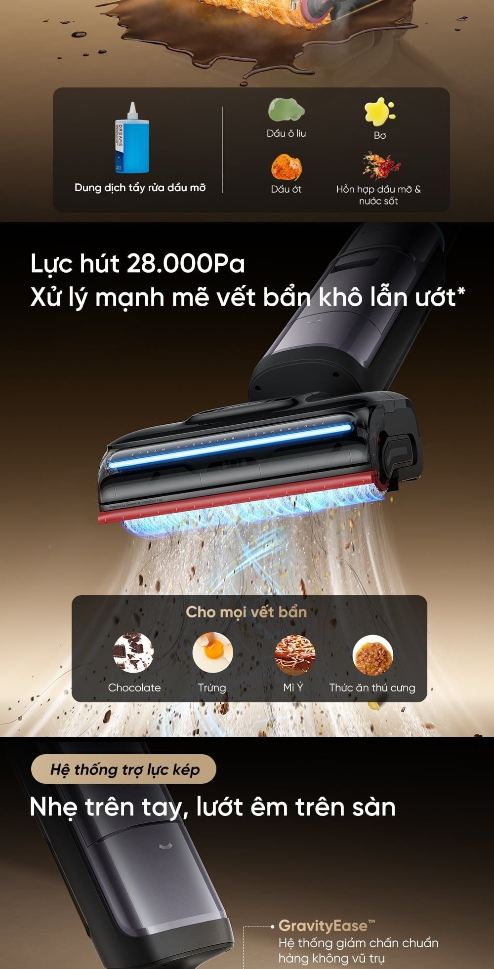 Máy hút bụi lau nhà Dreame H16 Pro Steam | Lực hút 28.000Pa