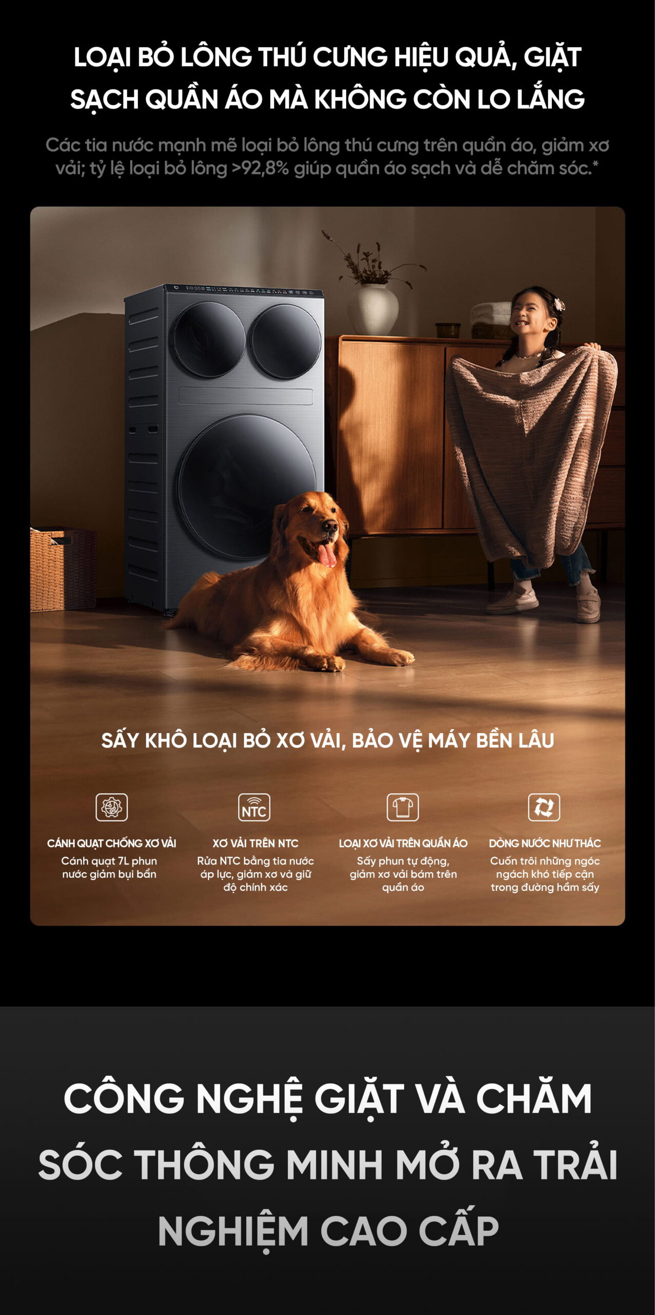 Máy giặt sấy Xiaomi Mijia MJ202 Pro 2026, giặt 14kg, sấy 10kg, ba vùng độc lập