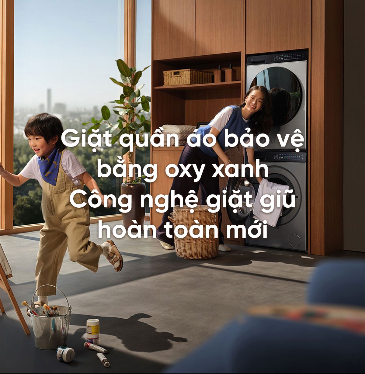 Combo giặt sấy Mijia Pro Blue Oxygen giặt sấy bơm nhiệt 10kg+10kg