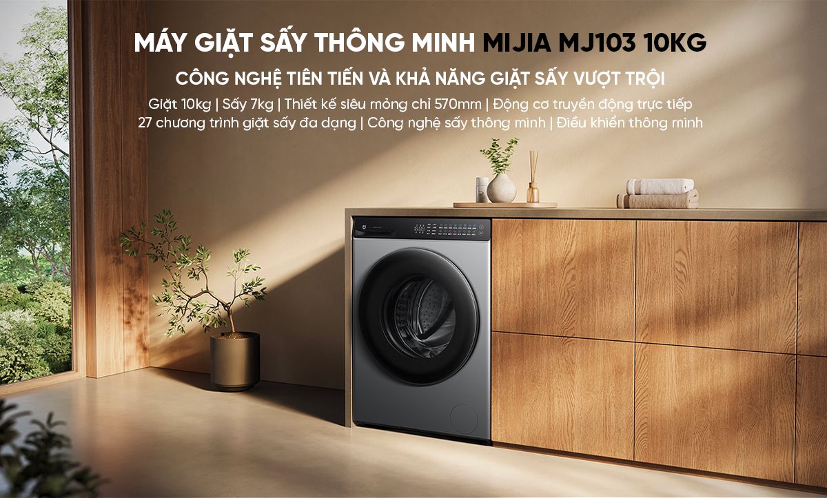 Máy giặt sấy Xiaomi Mijia MJ103, giặt 10kg, sấy 7kg, màu đen
