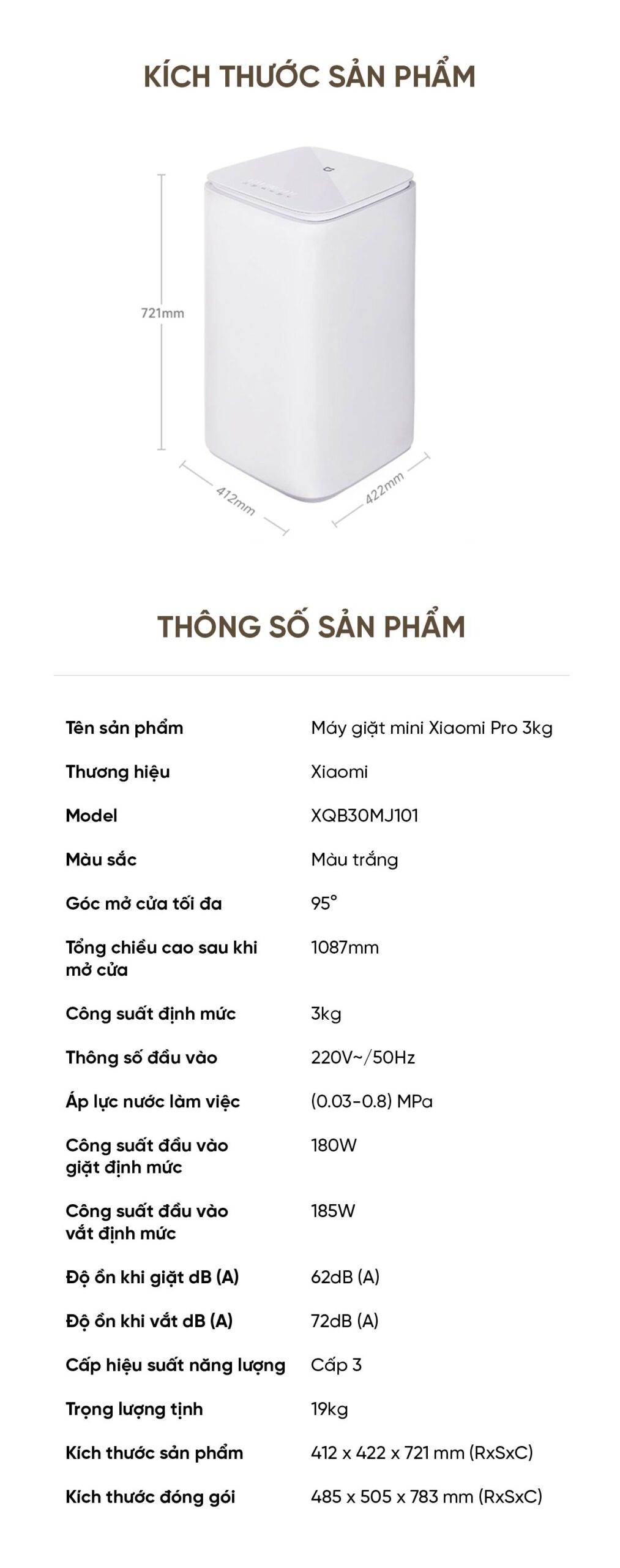 Máy giặt mini Xiaomi Pro 3kg XQB30MJ101