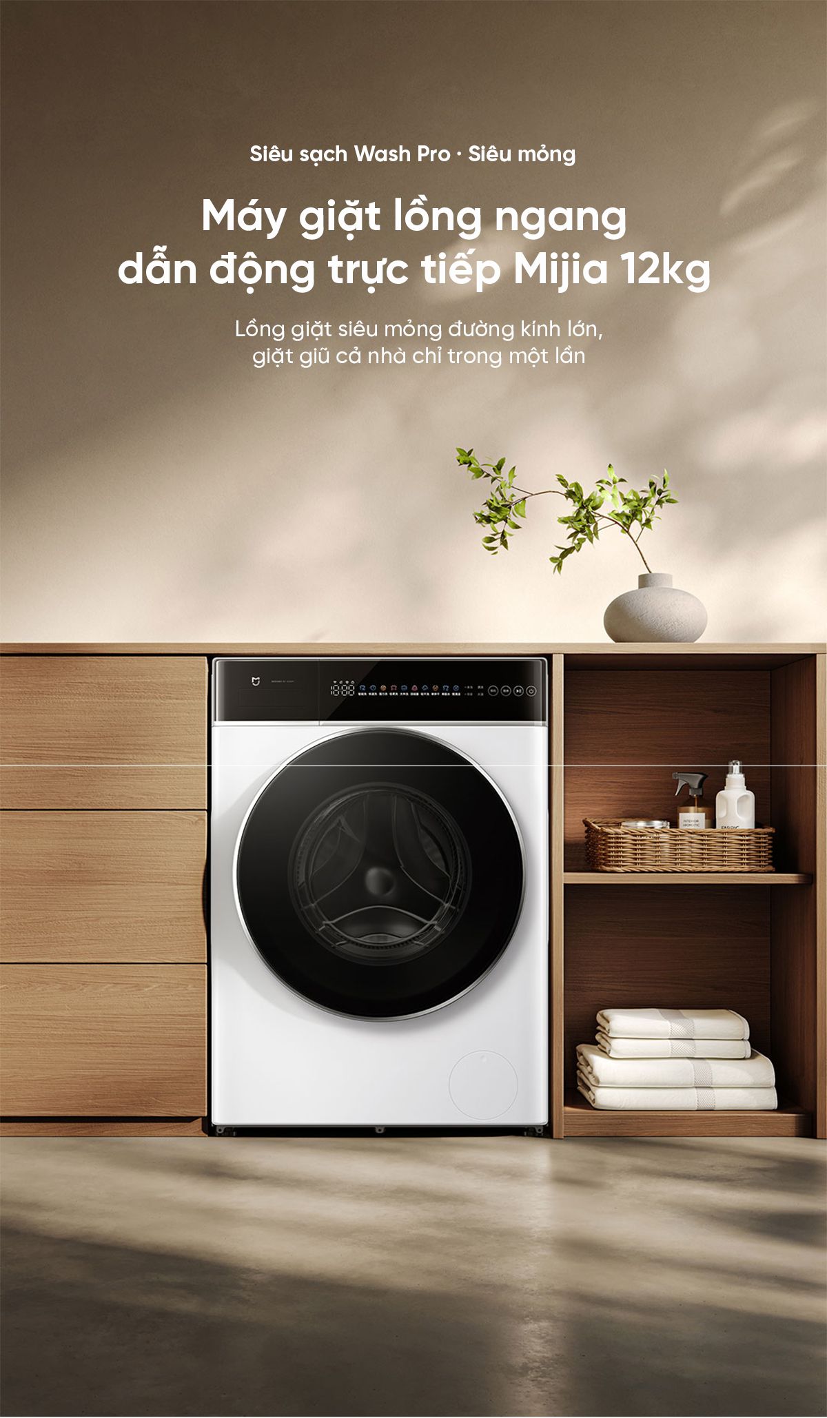 Máy giặt Xiaomi Mijia XQG120MJ301, giặt 12 kg, thiết kế mỏng