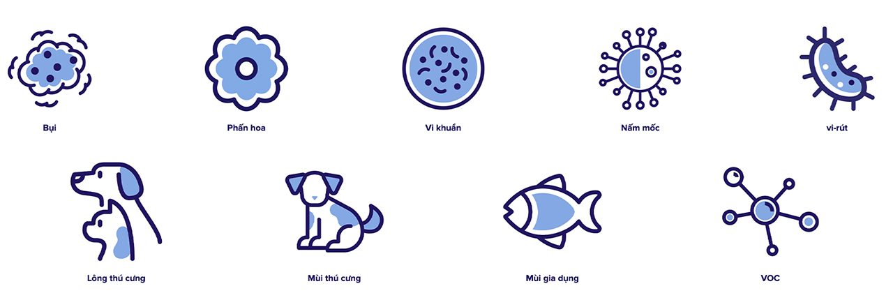 9 loại mùi, phấn hoa, lông có thể lọc được bởi Core 300S
