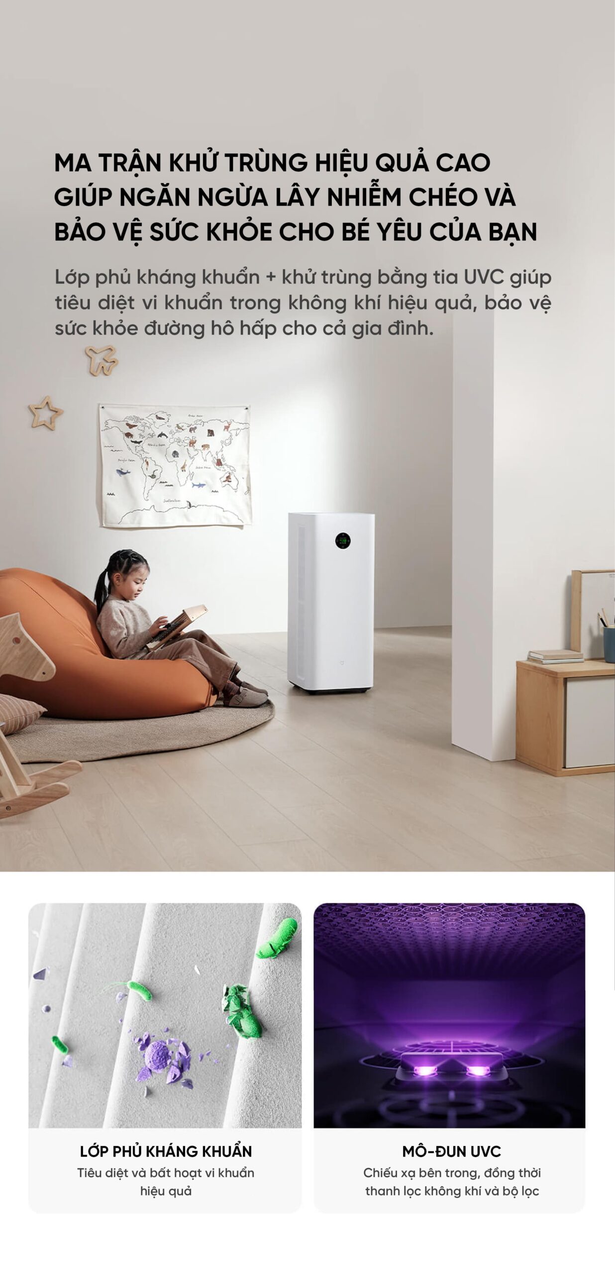 Xiaomi Mijia 5 Pro máy lọc không khí diện tích 92m²