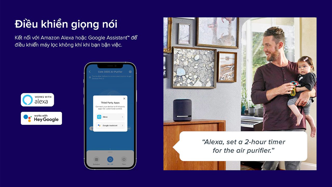 Điều khiển giọng nói, Kết nối với Amazon Alexa hoặc Google Assistant™