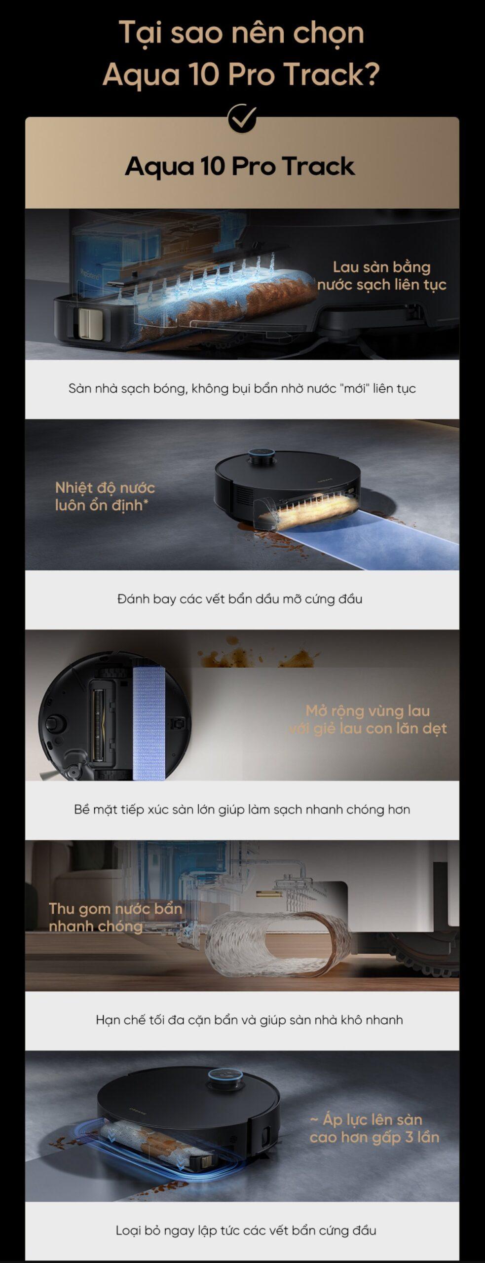 Robot hút bụi Dreame Aqua 10 Pro Track