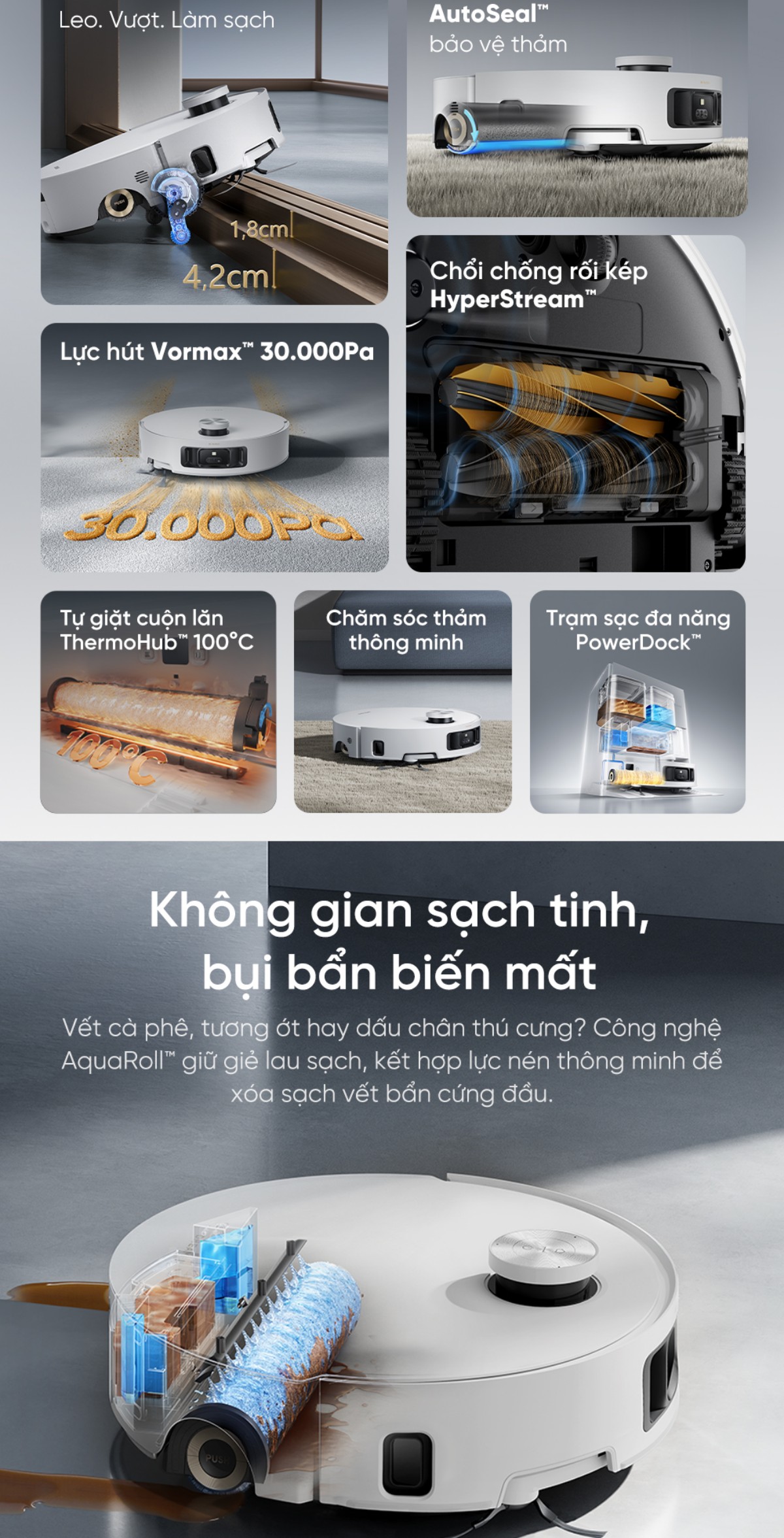 Robot hút bụi Dreame Aqua 10 Roller
