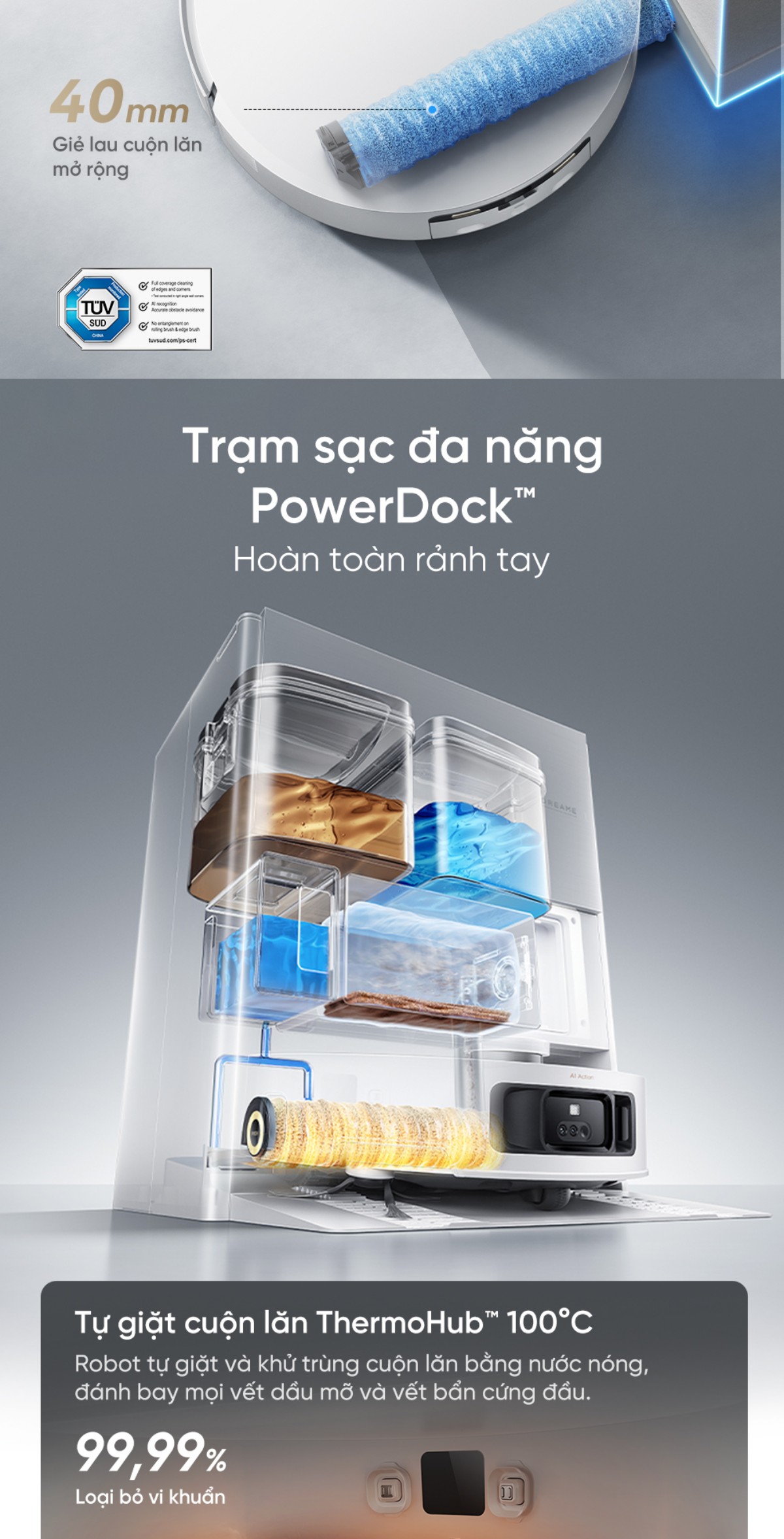 Robot hút bụi Dreame Aqua 10 Roller