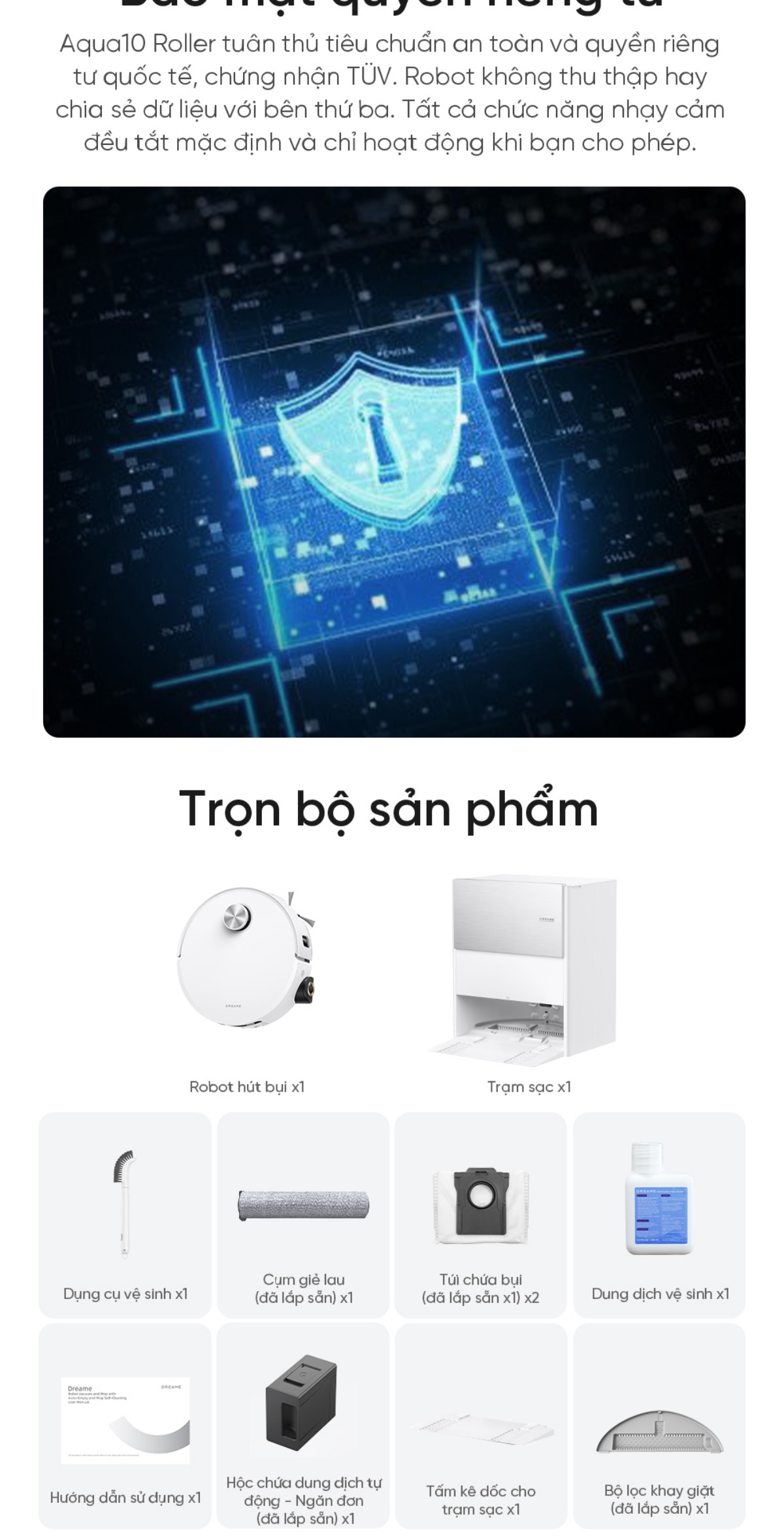 Robot hút bụi Dreame Aqua 10 Roller