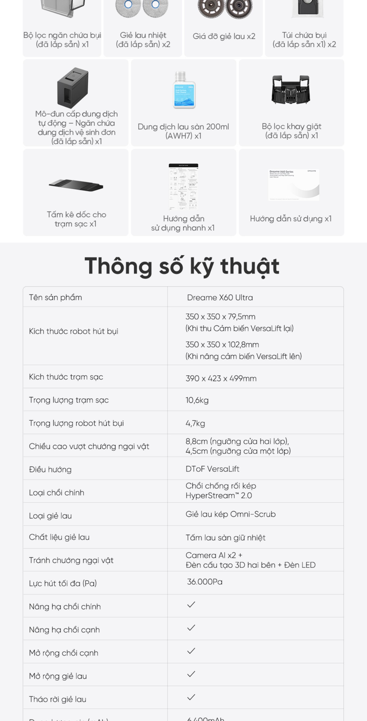 Robot hút bụi Dreame X60 Ultra