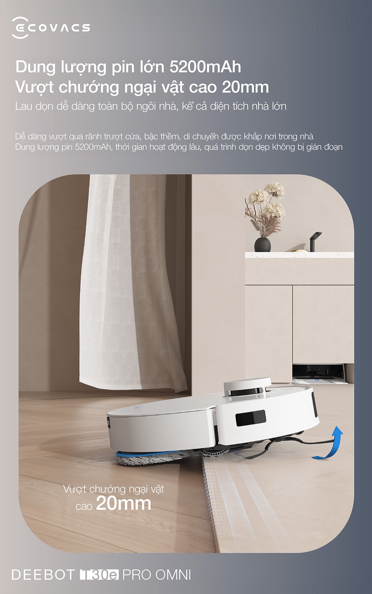 Robot hút bụi Ecovacs T30e Pro Omni