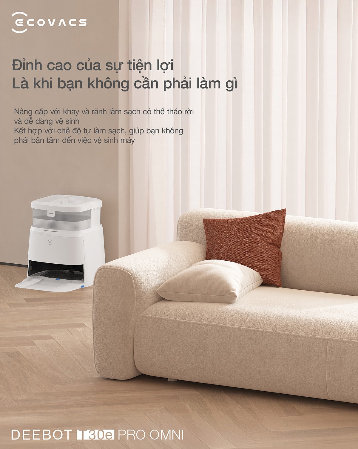 Robot hút bụi Ecovacs T30e Pro Omni