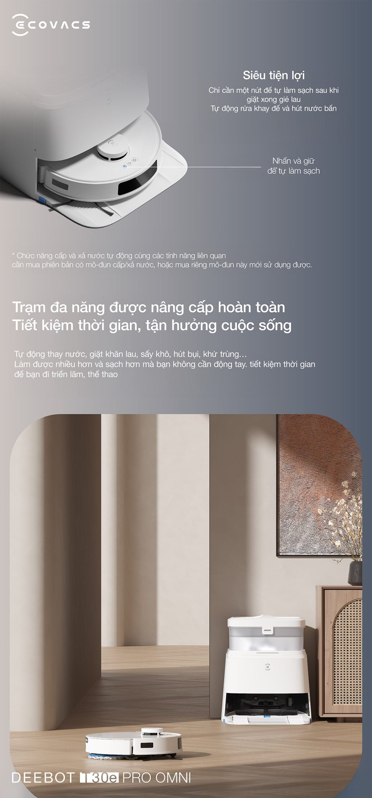Robot hút bụi Ecovacs T30e Pro Omni