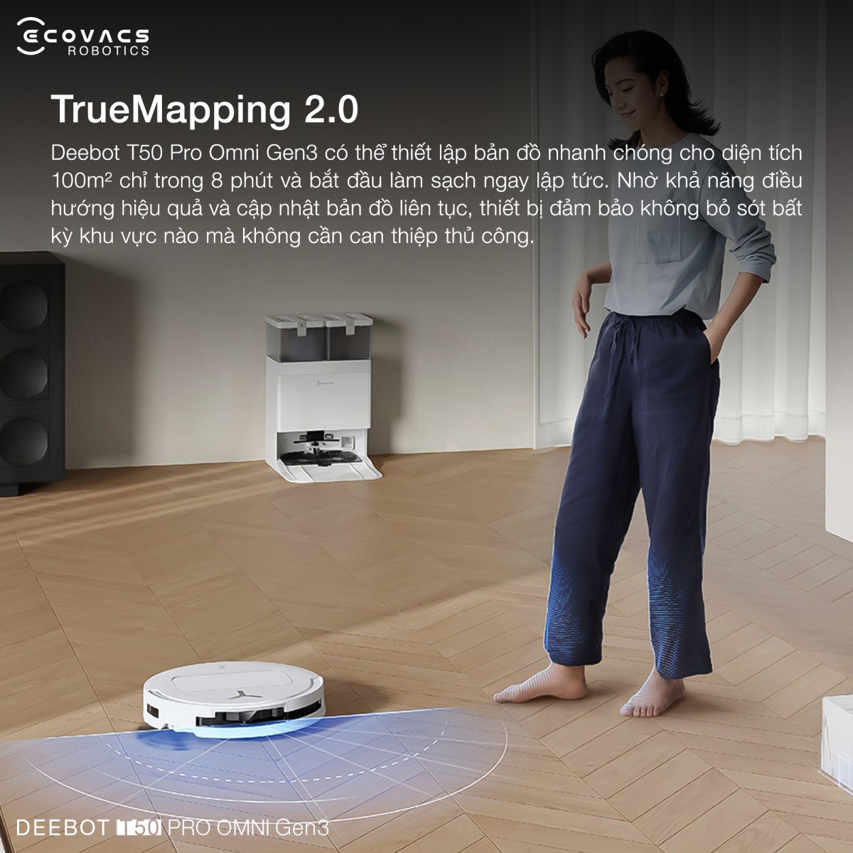 Robot hút bụi Ecovacs T50 Pro OMNI Gen 3