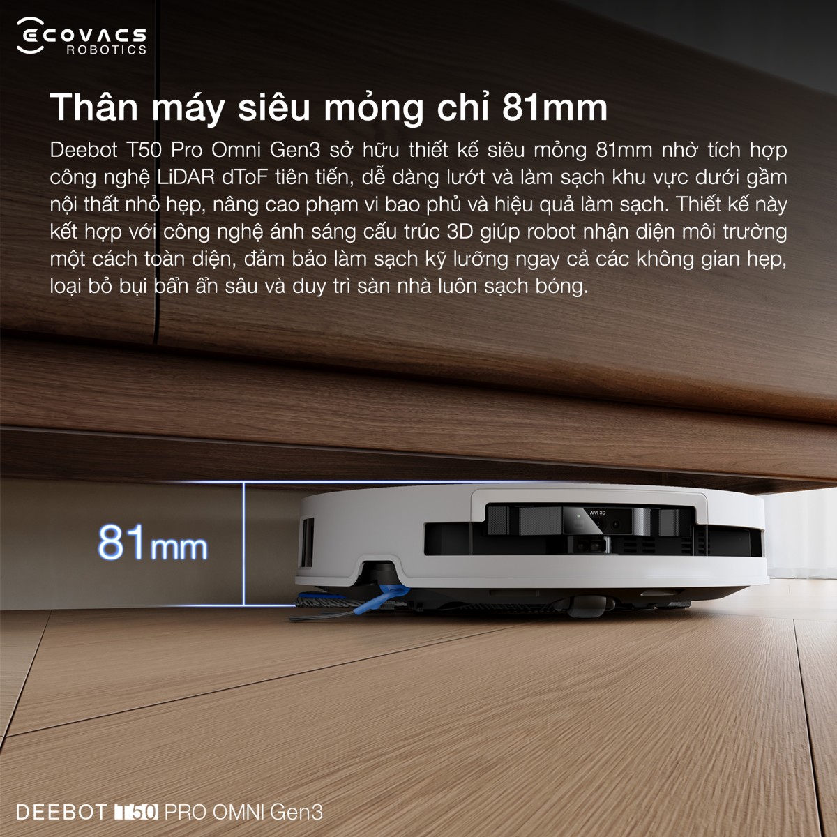 Robot hút bụi Ecovacs T50 Pro OMNI Gen 3