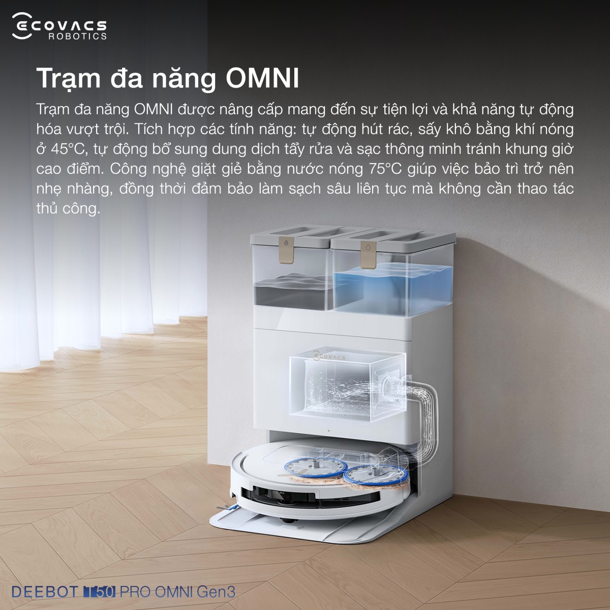 Robot hút bụi Ecovacs T50 Pro OMNI Gen 3