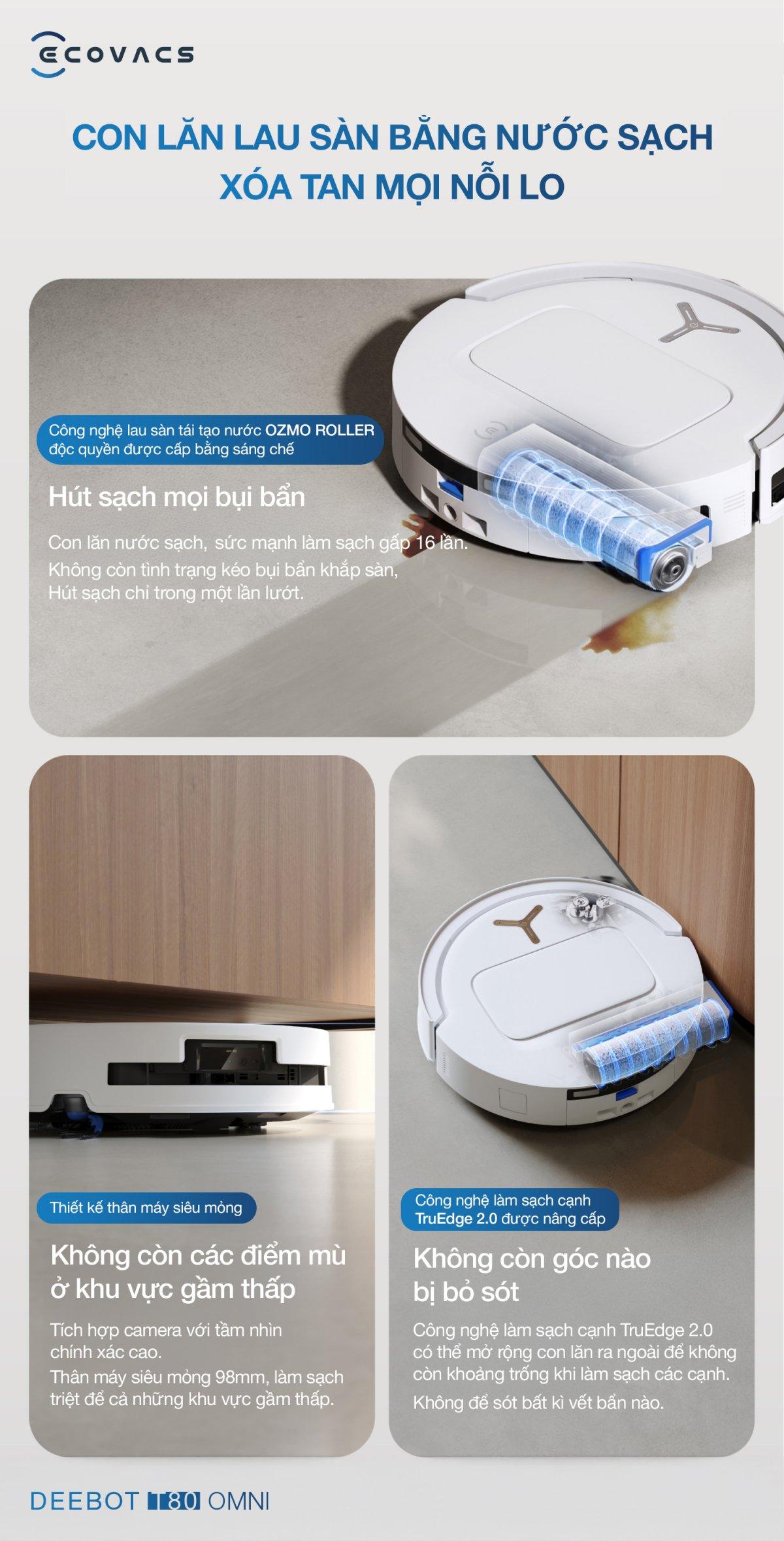 Robot hút bụi Ecovacs T80 OMNI