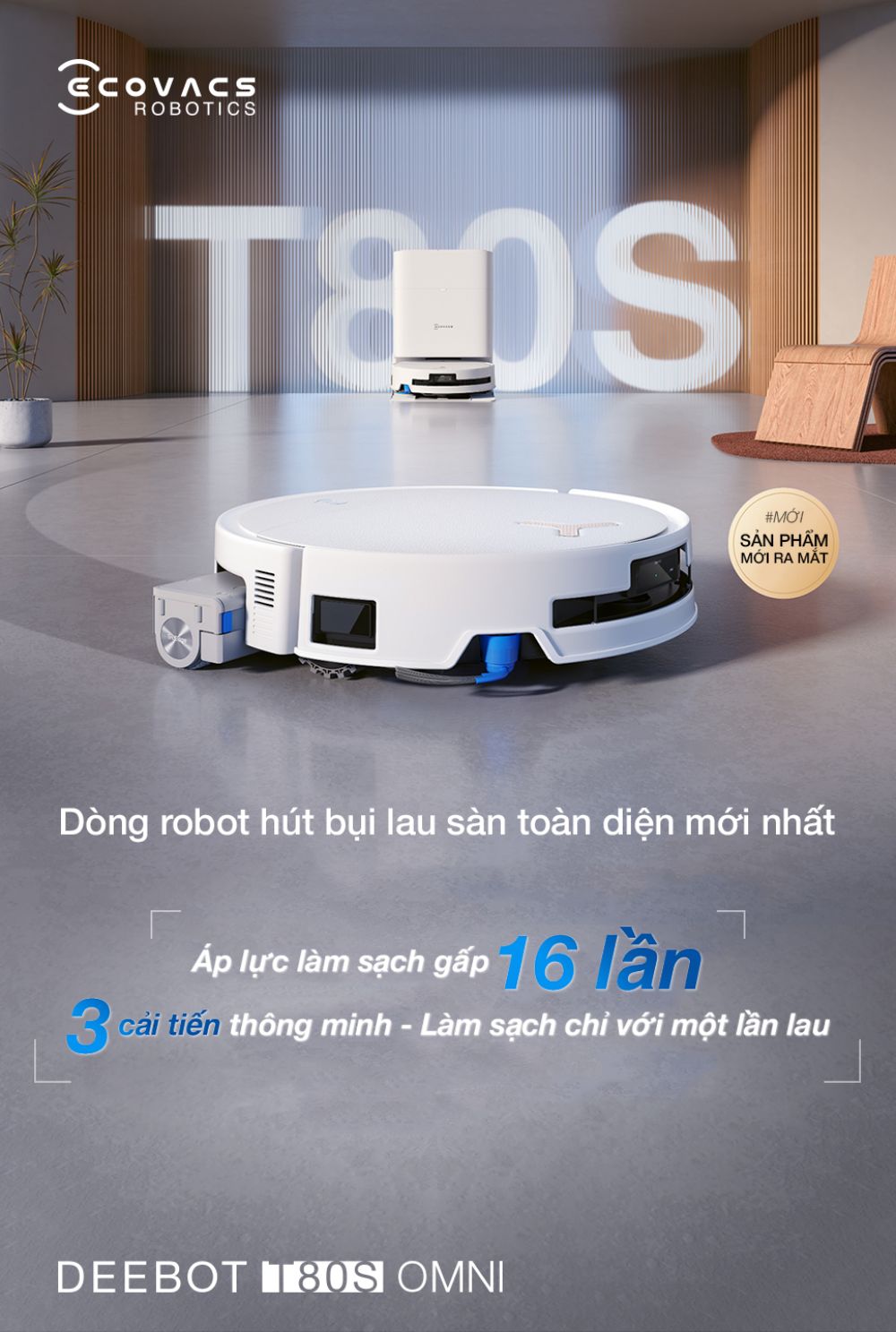 Robot hút bụi Ecovacs T80s Omni