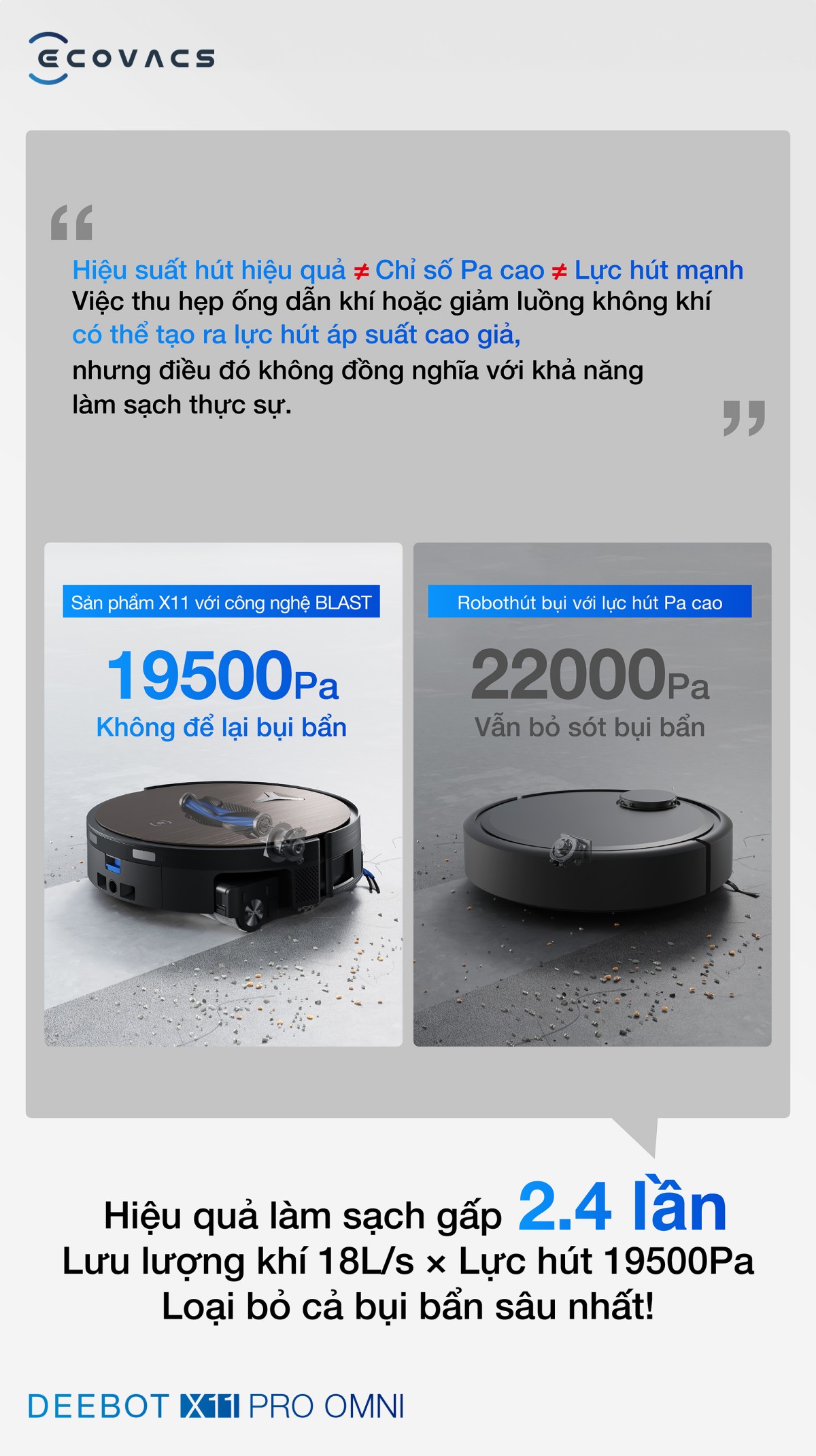 Robot hút bụi Ecovacs X11 Pro OMNI tự động cấp xả nước
