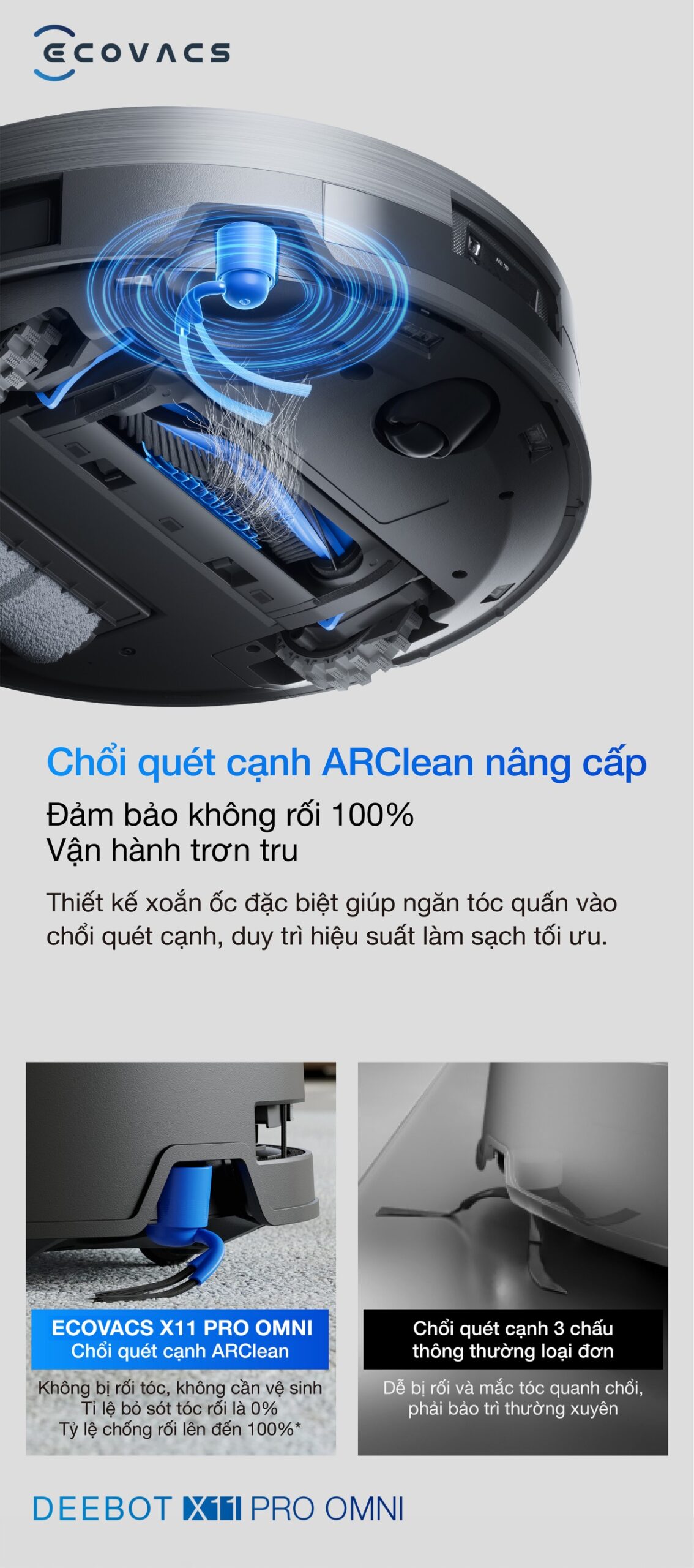 Robot hút bụi Ecovacs X11 Pro OMNI tự động cấp xả nước