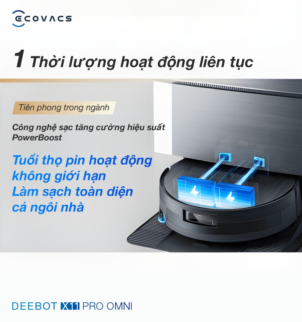 Robot hút bụi Ecovacs X11 Pro OMNI tự động cấp xả nước