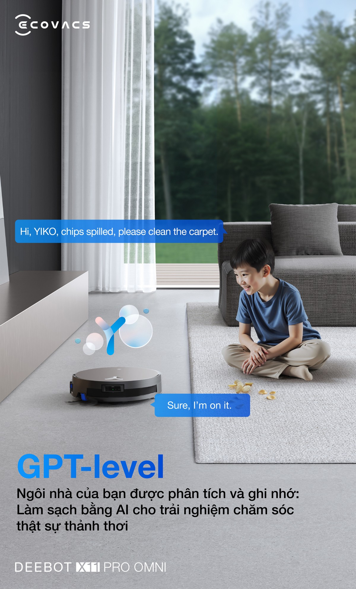 Robot hút bụi Ecovacs X11 Pro OMNI tự động cấp xả nước
