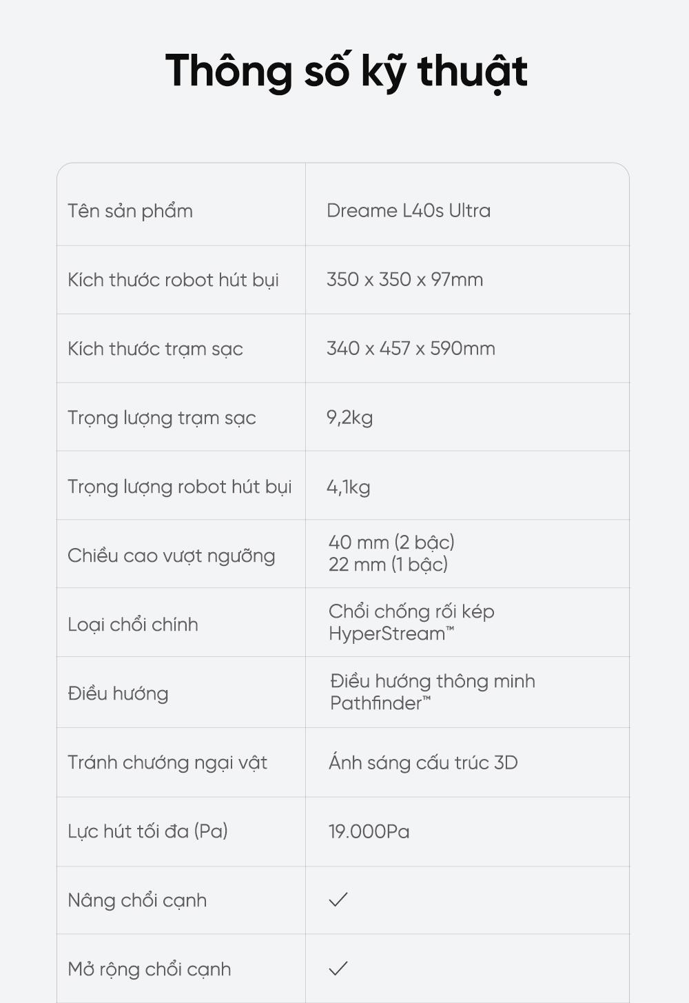 Robot hút bụi Dreame L40s Ultra