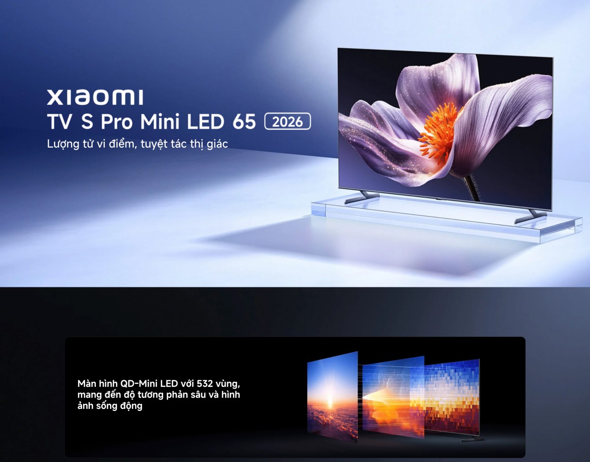 Tivi Xiaomi S Pro Mini LED 65 Inch 2026 - Bản Quốc Tế - 4K/144Hz - 3GB/32GB